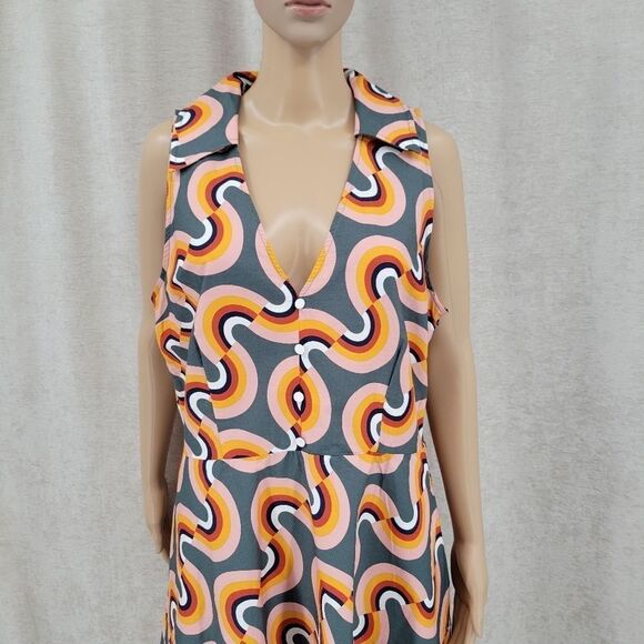 Mod Cloth Mod Well Rainbow Retro Inspired Cotton Dress Women's Plus Size 14 - Picture 5 of 14